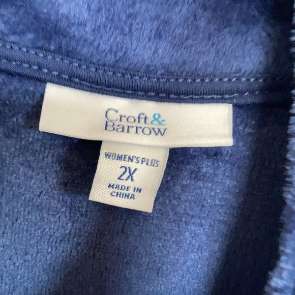 croft & barrow Jackets & Blazers - LastCall❌Croft & barrow minky zip front navy blue shirt jacket w pockets size 2X
